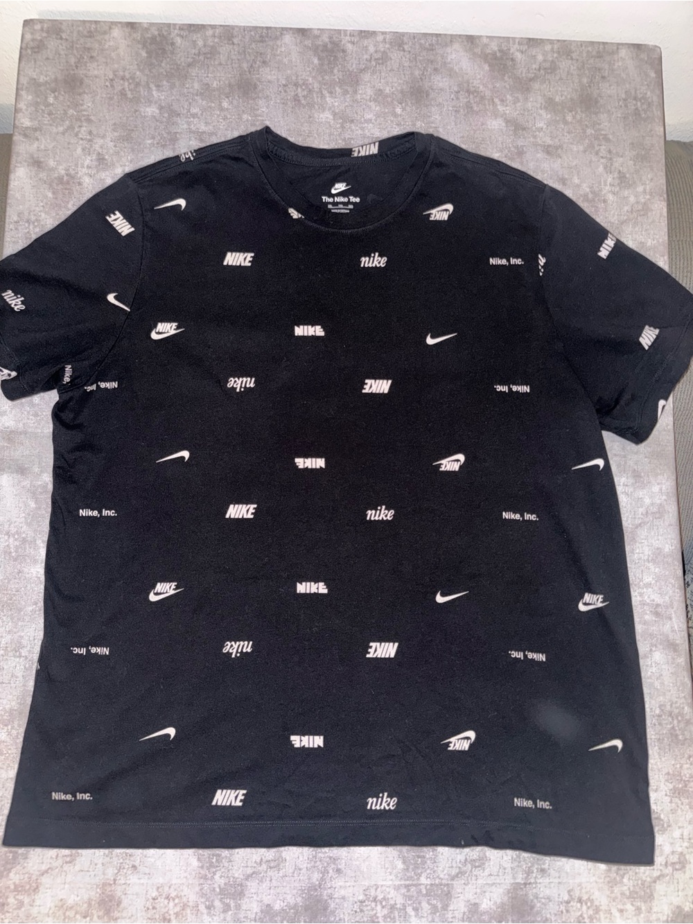 Nike Black Short Sleeve Tee with White Logo Print